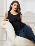 SilkSilky US Silk Knitted Sleeveless Round Neck Women's T Shirt Black 004