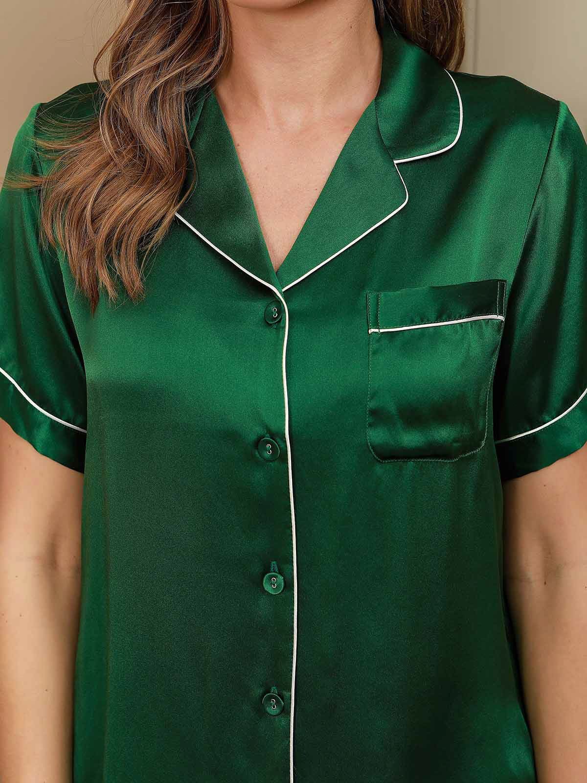 [Green] SilkSilky  Pure Silk Womens Pajamas 004