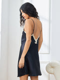 SilkSilky US Pure Silk Sleeveless V Neck Nightgown Black 002