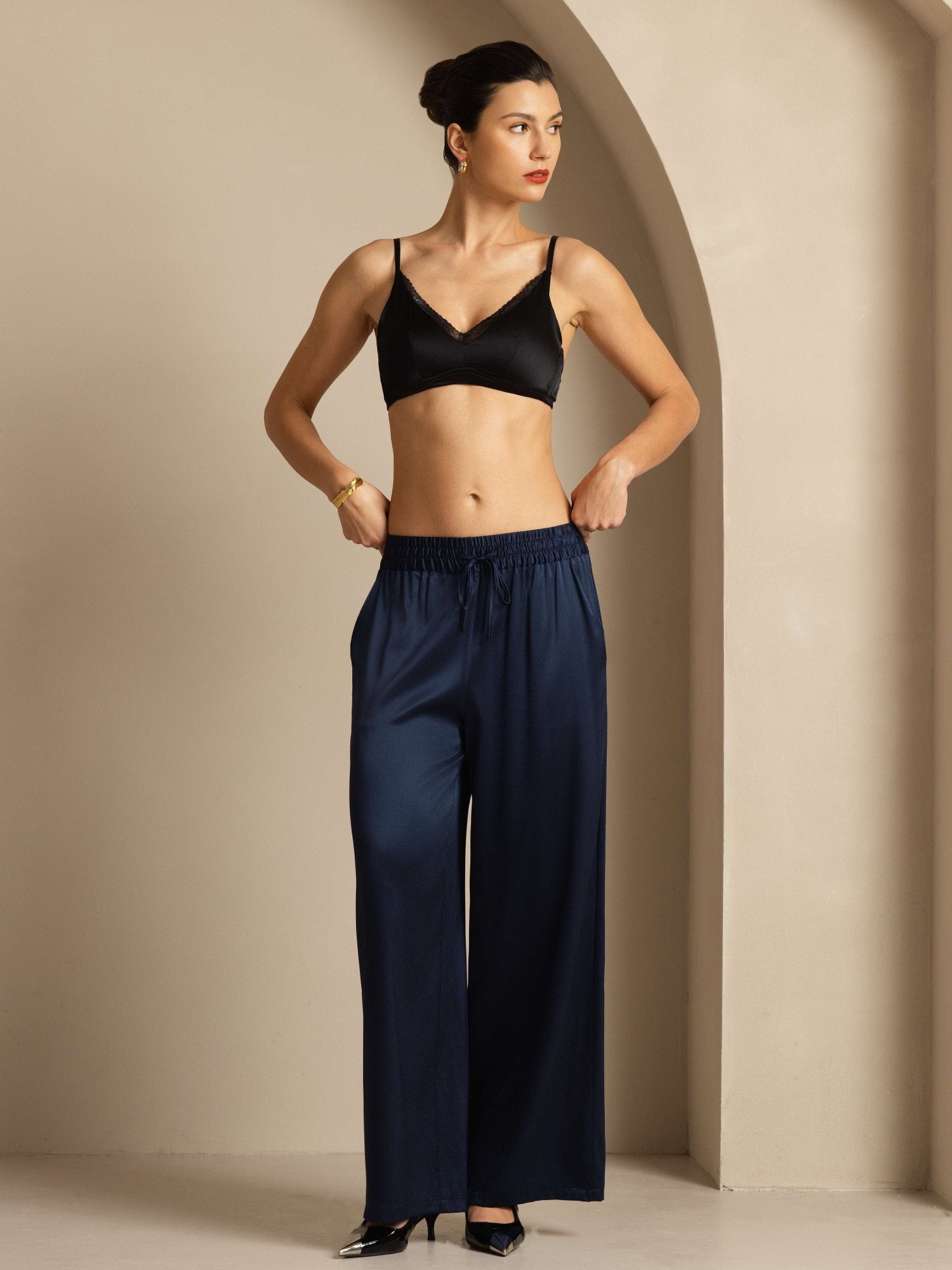 [DarkBlue] SilkSilky 19Momme Silk Womens Pants 008