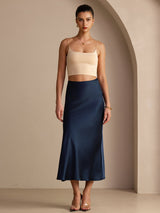 [Dark Blue] SilkSilky Skirt 001