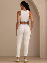[White] SilkSilky Sleeveless Crew Neck Women's Outfit Sets 002