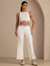 [White] SilkSilky Sleeveless Crew Neck Women's Outfit Sets 005