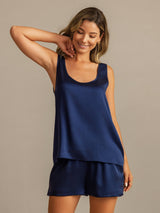 [Dark Blue] SilkSilky  Sleeveless Scoop Neck Women's Pajamas 005