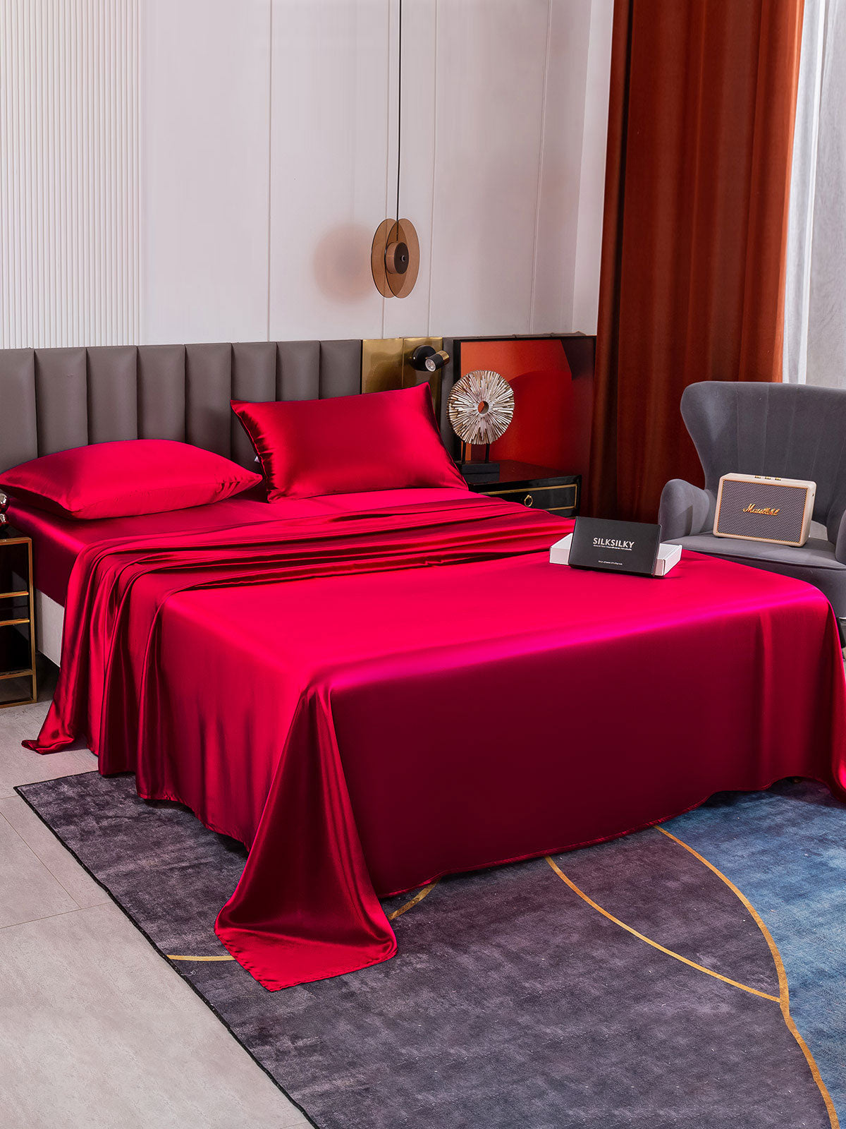 [Wine] SilkSilky  19Momme Pure Silk Bedding Set 005