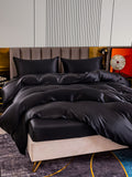 SilkSilky US 22Momme Pure Silk Bedding Set Black 003