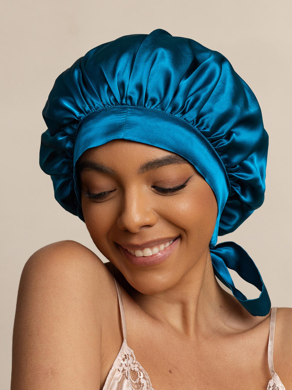 SilkSilky  Pure Silk Sleep Cap Teal 003