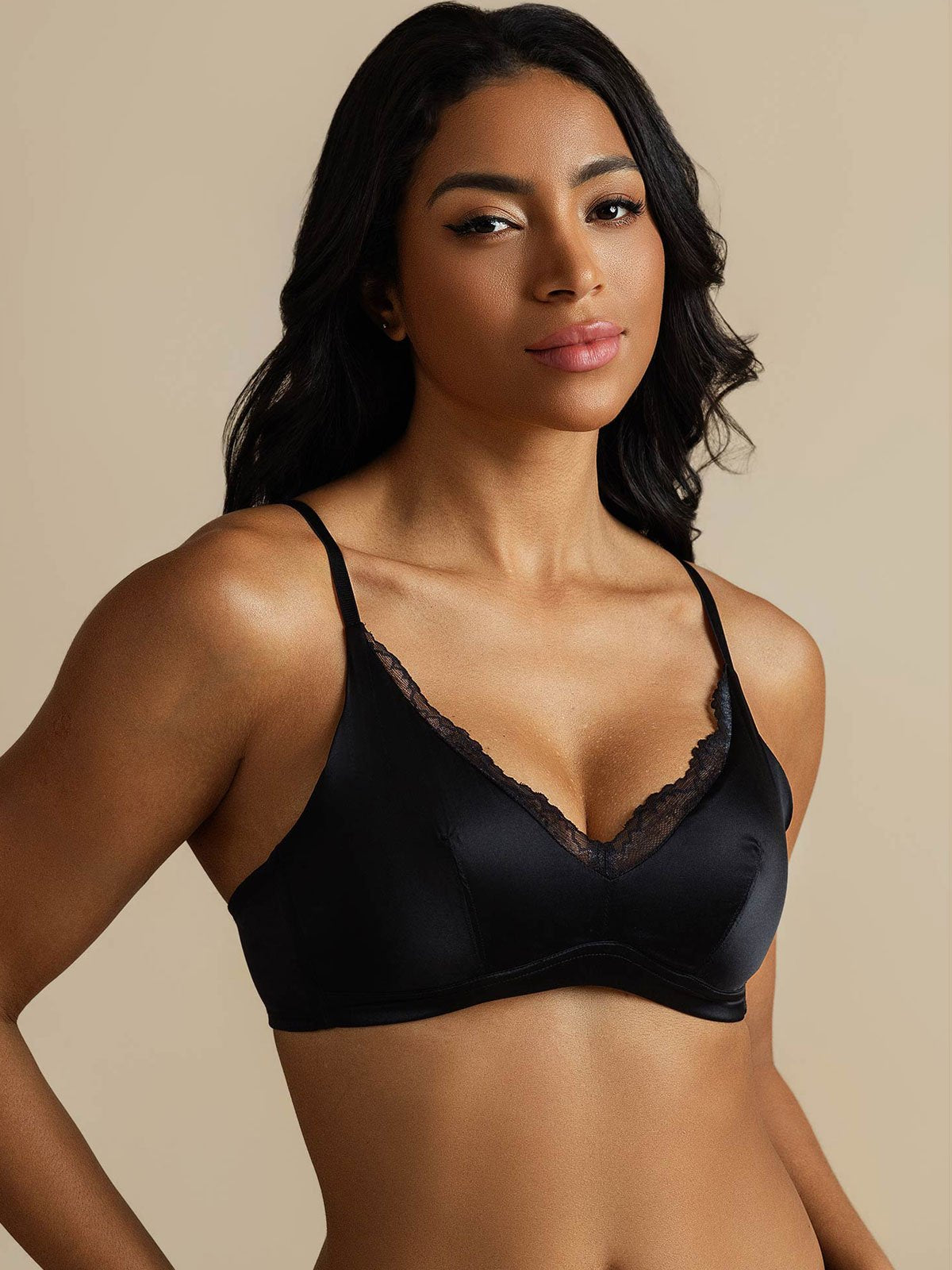 [Black] SilkSilky Pure Silk Bra 008