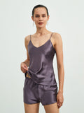 SilkSilky  Pure Silk Sleeveless V Neck Camisole Set PurpleGray 001