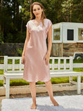 SilkSilky US 22Momme Silk Cap Sleeve Nightgown Pink 003