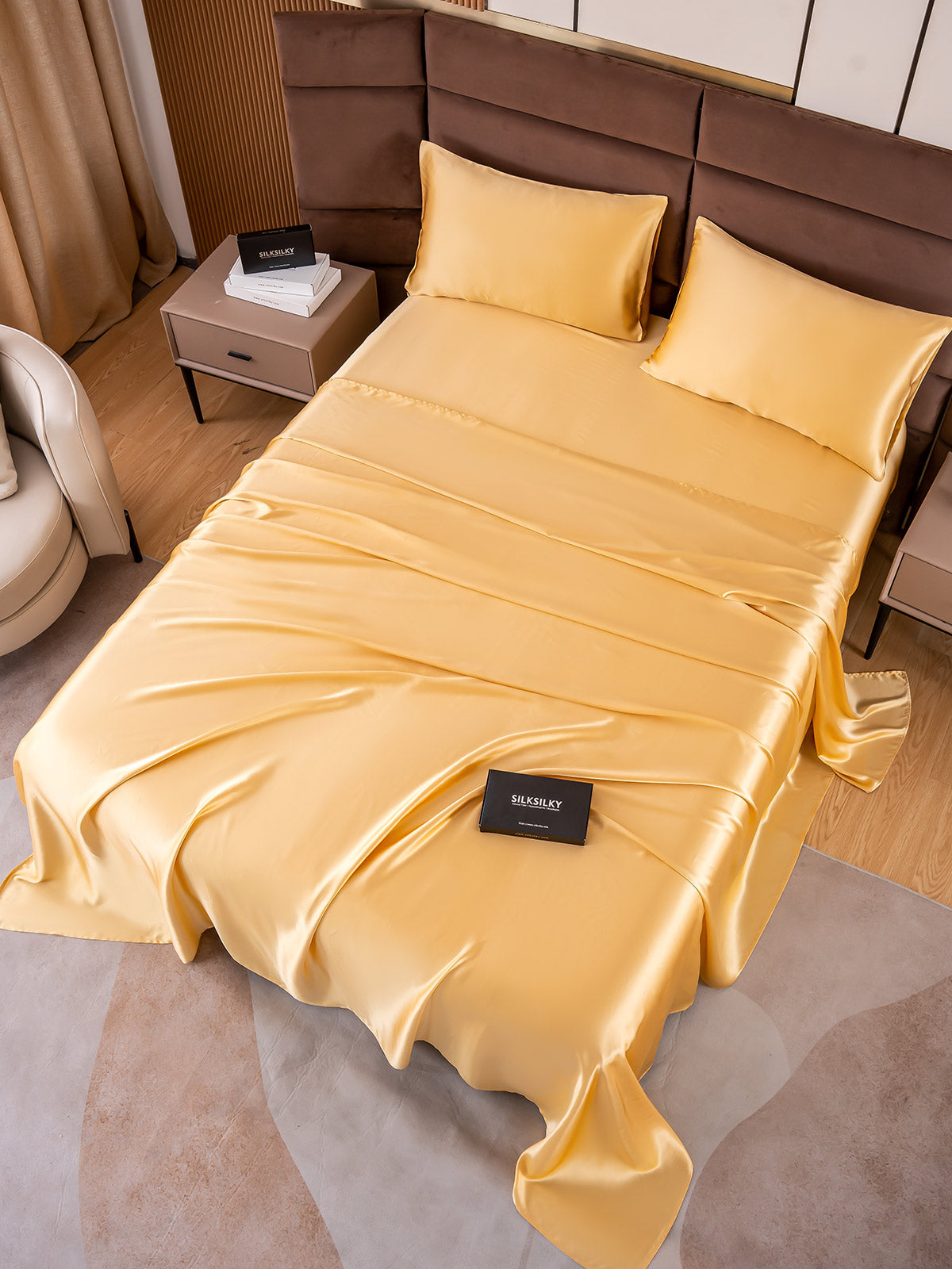 [Champagne] SilkSilky  19Momme Pure Silk Bedding Set 005