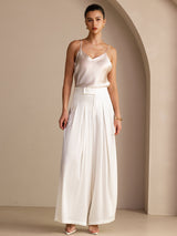 [Beige] SilkSilky Spaghetti Strap V Neck Camisole Top 006