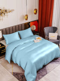 SilkSilky US 19Momme Pure Silk Bedding Set LightBlue 001