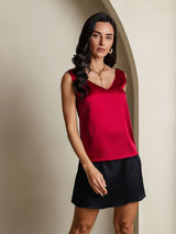 [Wine] SilkSilky  Sleeveless V Neck Camisole Top 005