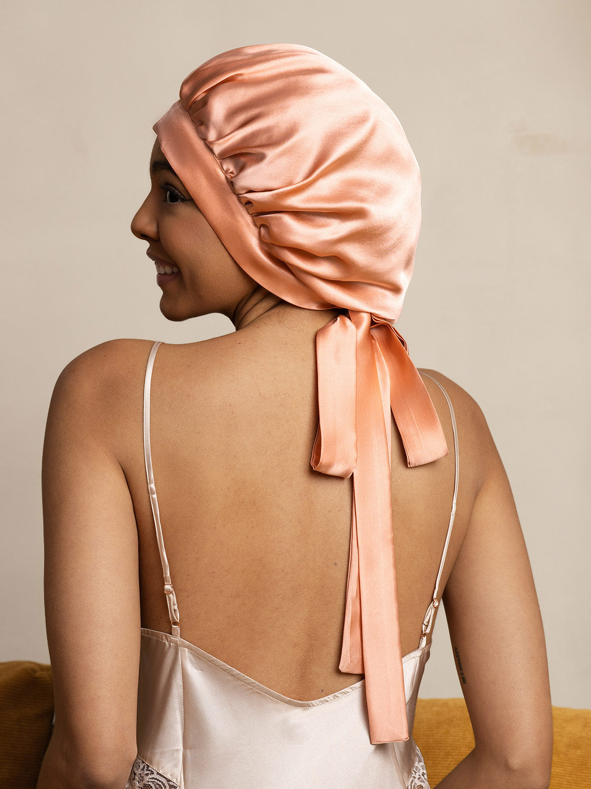 [Coral Pink] SilkSilky  Pure Silk Sleep Cap 005