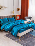 SilkSilky US 19Momme Pure Silk Bedding Set Teal 001