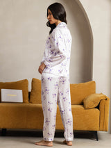 [Lilac Bloom] SilkSilky  Pure Silk Notch Collar Women's Pajamas 002,