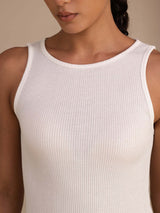 [White] SilkSilky Sleeveless Round Neck Camisole Top 006