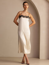 [Brown Rice] SilkSilky Spaghetti Strap Square Neck Dress 005