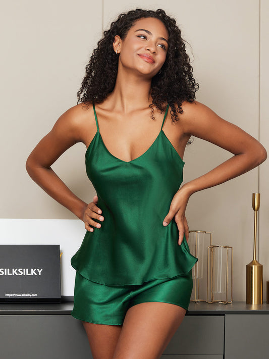 Sexy 100% Silk Camisole Sets Sleepwear for Women - SILKSILKY
