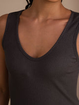 [Gray] SilkSilky Sleeveless Deep V Neck Camisole Top 005