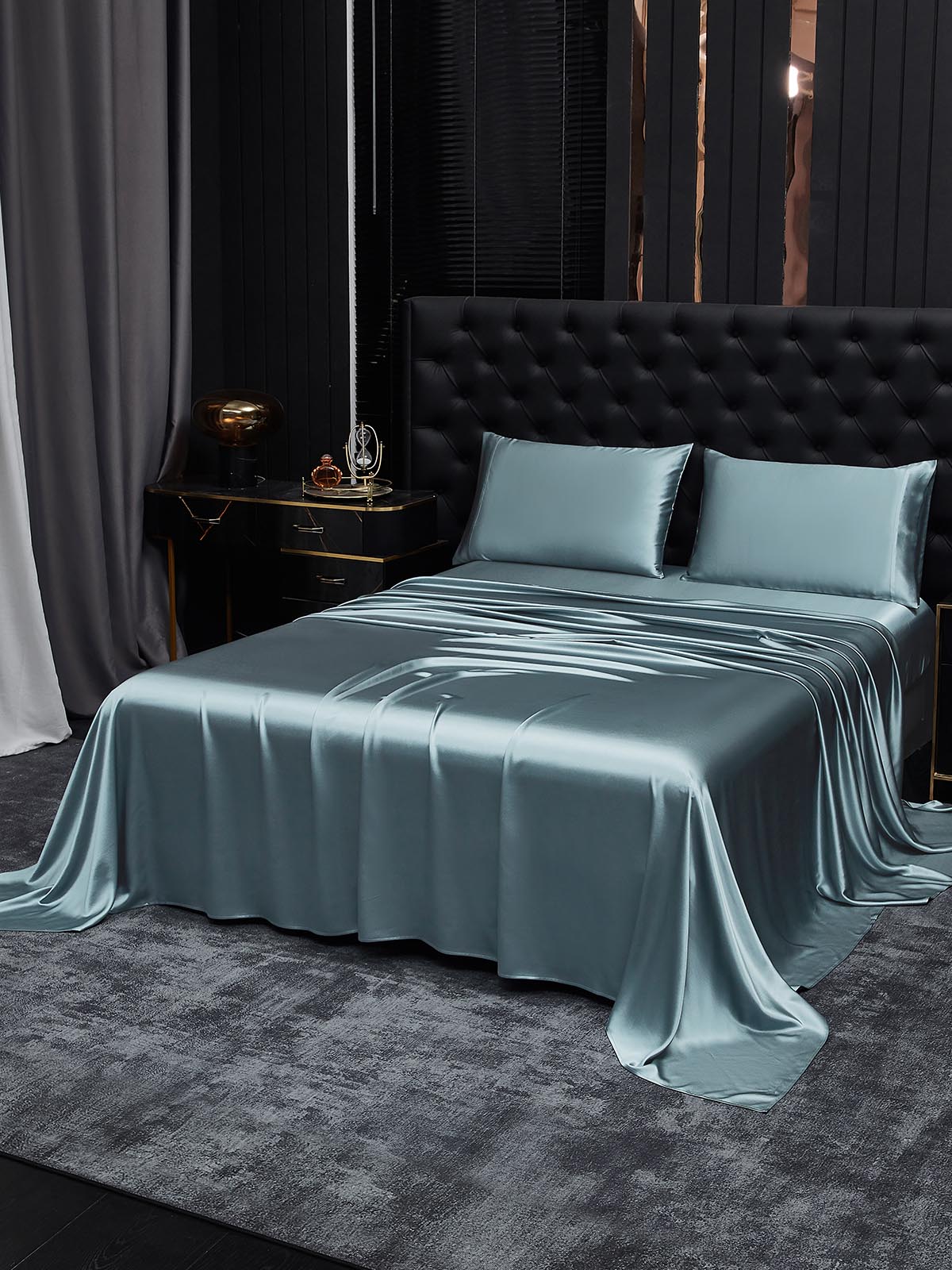 [Grayish Blue] SilkSilky  22Momme Pure Silk Bedding Set 002