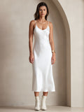 SilkSilky  Pure Silk Sleeveless Round Neck Dress White 001