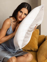 [LightGray+White] SilkSilky  22Momme Pure Silk Pillowcase 002
