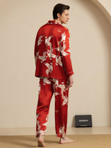 [Wine] SilkSilky  Long Sleeve Notch Collar Men's Pajamas 002
