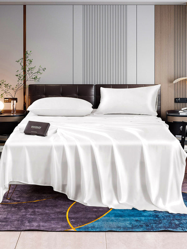 25Momme Silk 4Pcs Set Fitted&Flat Sheets+2x Pillowcases