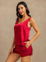 [Wine] SilkSilky  Sleeveless Scoop Neck Women's Pajamas 003