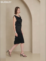 SilkSilky  Sleeveless Cowl Neck Dress video 001