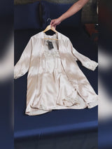 SilkSilky  3/4 Sleeve V Neck Nightgown&Robe Set video 001