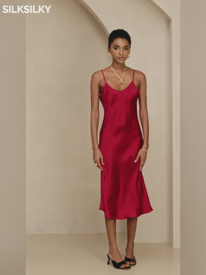 SilkSilky-US-Pure-Silk-Deep-V-Neck-Dress-video-001