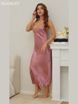 SilkSilky Pure Silk Deep V Neck Nightgown-video-001