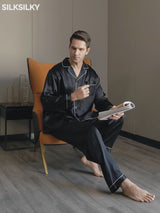 SilkSilky  Long Sleeve Notch Collar Men's Pajamas video 001