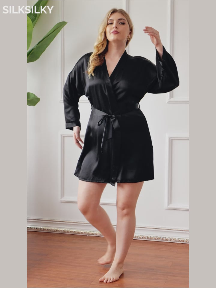 SilkSilky-US-Pure-Silk-Long-Sleeve-Deep-V-Neck-Plus-Size-Robe-video-001