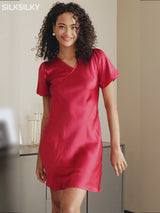 SilkSilky  Short Sleeve V Neck Nightgown video 001