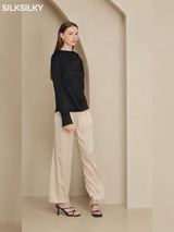 SilkSilky  19Momme Long Sleeve Boat Neck Blouse video 001