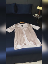 SilkSilky  Half Sleeve V Neck Nightgown&Robe Set video 001
