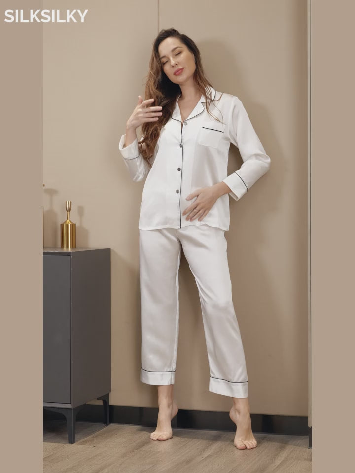 SilkSilky-US-Pure-Silk-Long-Sleeve-Lapel-Women's-Pajamas-video-001