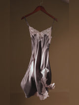 SilkSilky  Spaghetti Strap V Neck Nightgown video 001