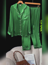 SilkSilky  Long Sleeve Lapel Collar Women's Pajamas video 001