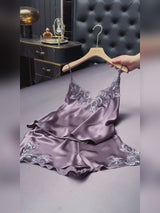 SilkSilky  Spaghetti Strap V Neck Camisole Set video 001