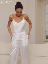 SilkSilky  Pure Silk Spaghetti Strap V Neck Camisole Top video 001