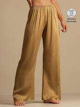 [Tan] SilkSilky  19Momme Machine-Washable Silk Women's Sleep Pants 001