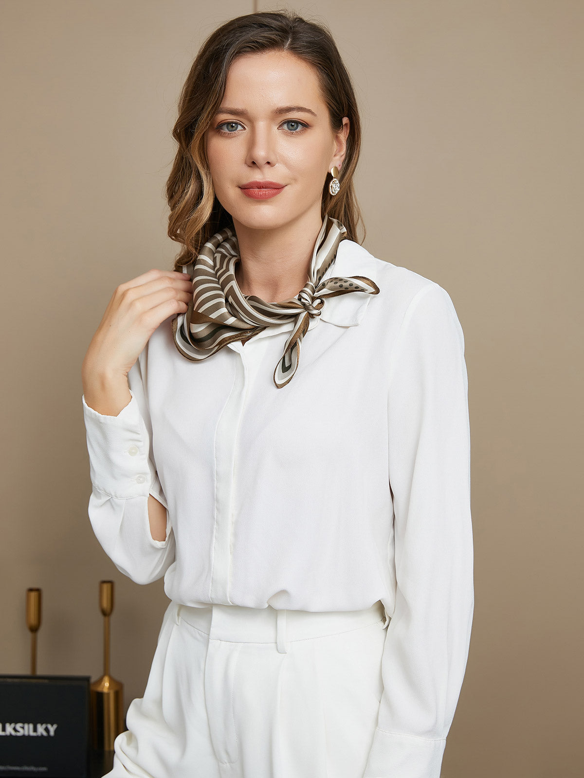 Printed pure silk scarf - Silky Stripes, silk choker