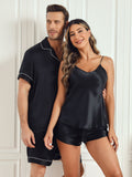 SilkSilky US Pure Silk Short Sleeve Couple Black 003