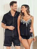 SilkSilky US Pure Silk Short Sleeve Couple Black 005