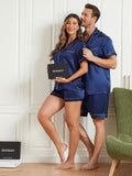 SilkSilky US Pure Silk Short Sleeve Couple DarkBlue 014